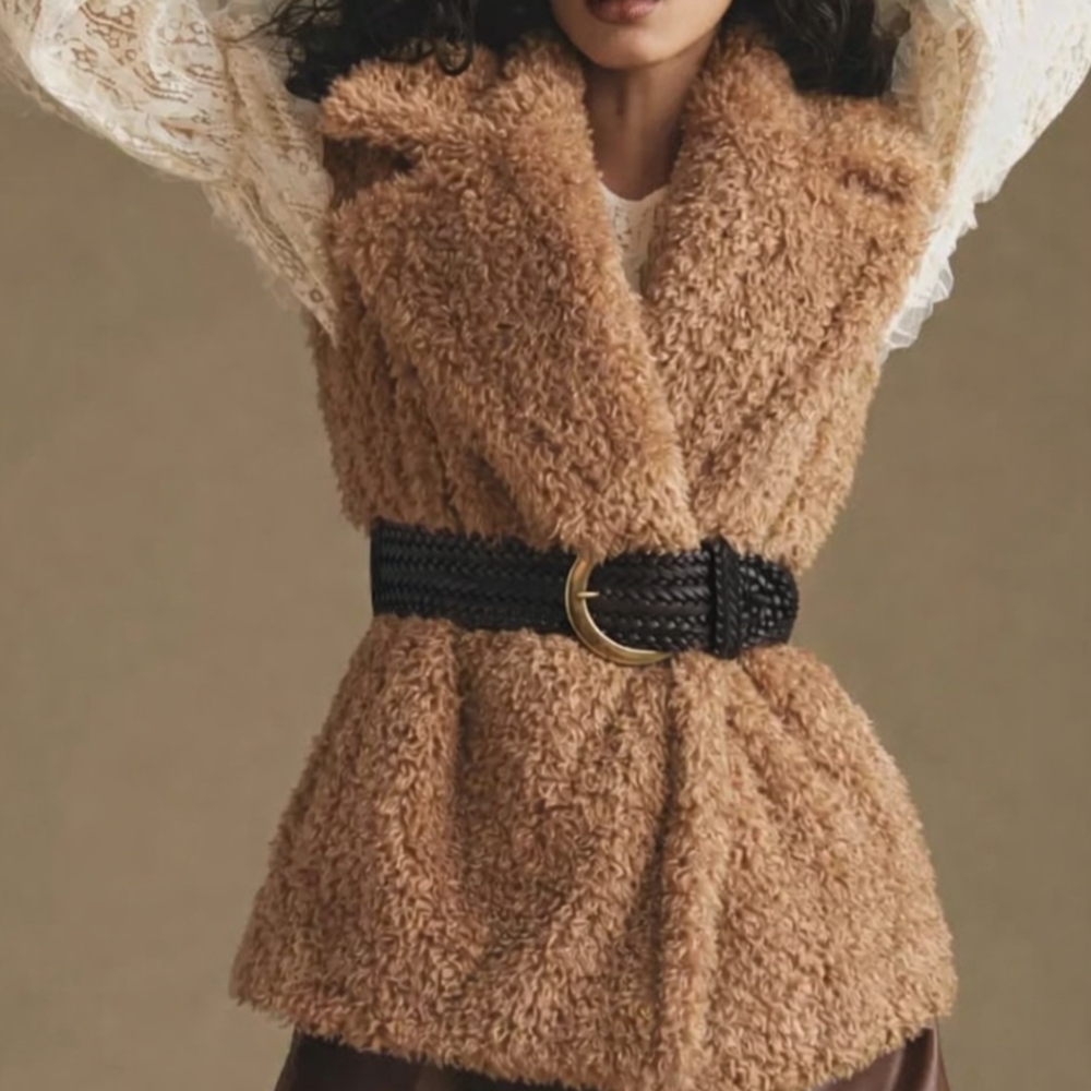 Anthropologie The Sienna Wide Woven Leather Belt